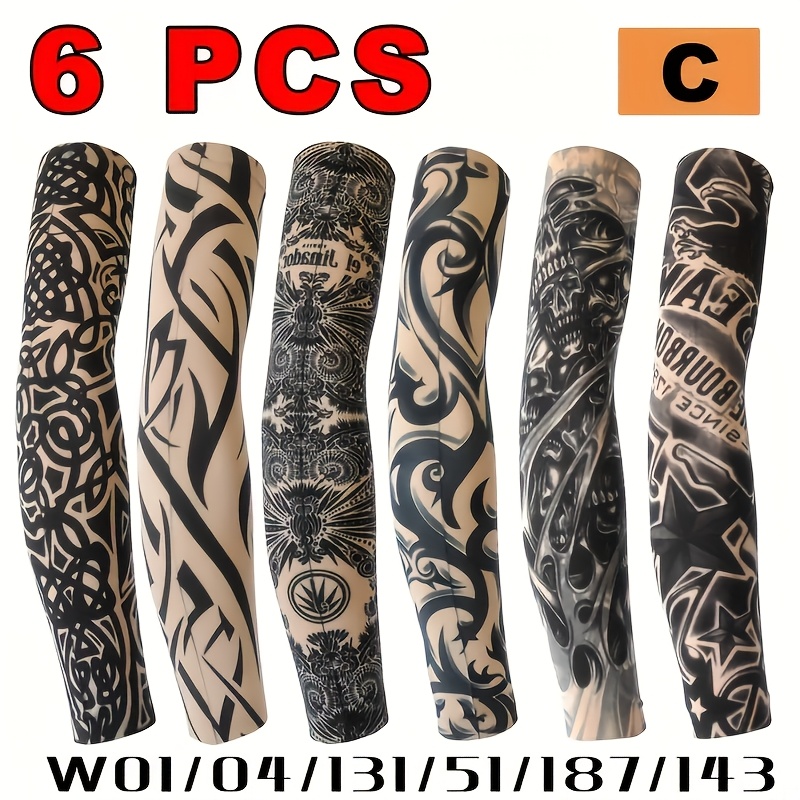 Outdoor Furniture Decor - 6 Stück neutrale, kombinierbare Blumen-Armtattoo-Ärmel, nahtlose