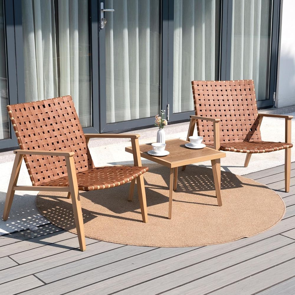 Bistro Table Set - 3-teiliges Patio-Bistro-Set, Outdoor-Stuhlsets mit Couchtisch, Gartenmöbel-Set