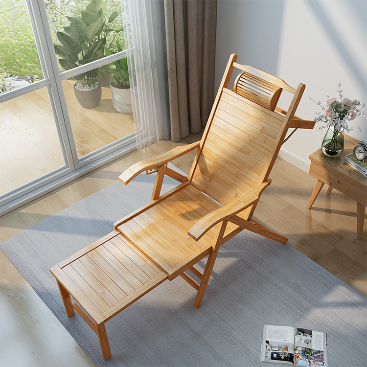 Outdoor Furniture Lounge - Leichter, moderner, faltbarer Bambus-Loungesessel, Sonnenliege, Liegestuhl