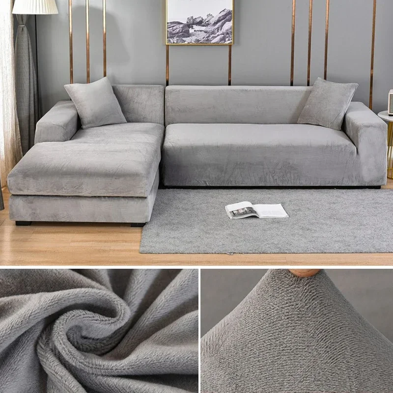 Outdoor Furniture L Shape - Samt-Sofabezug, dick, elastisch, 1/2/3/4-Sitzer-Sofabezug für Wohnzimmer,