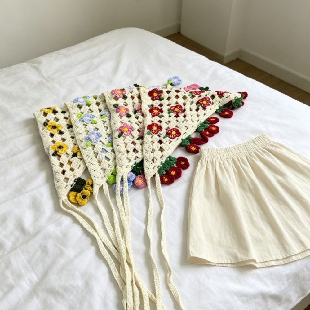 Outdoor Furniture Decor - Süßes Blumenmuster Gestricktes Stirnband Ländlicher Stil