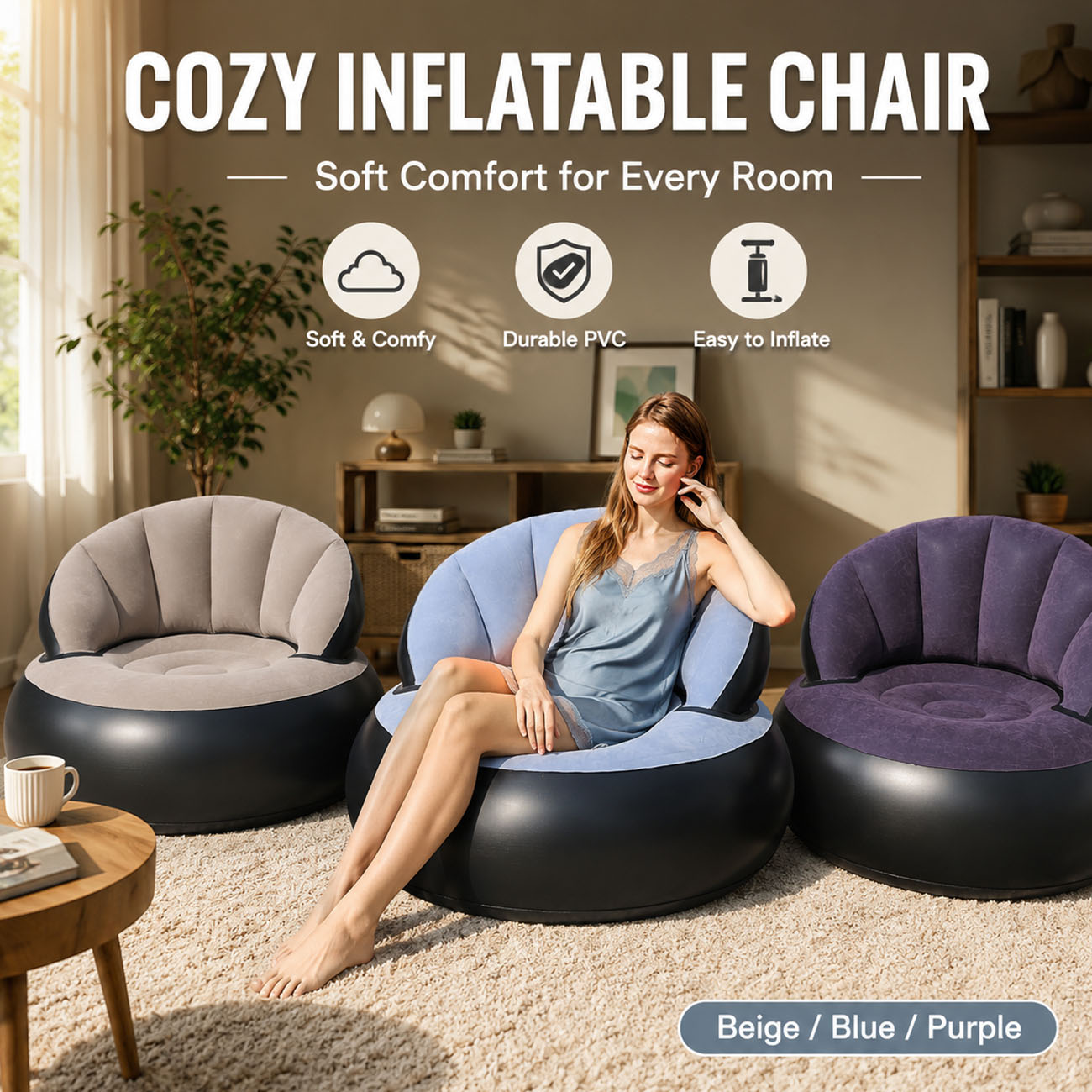 Outdoor Furniture Philippines - Aufblasbarer Sessel für Erwachsene, beflockter, komfortabler