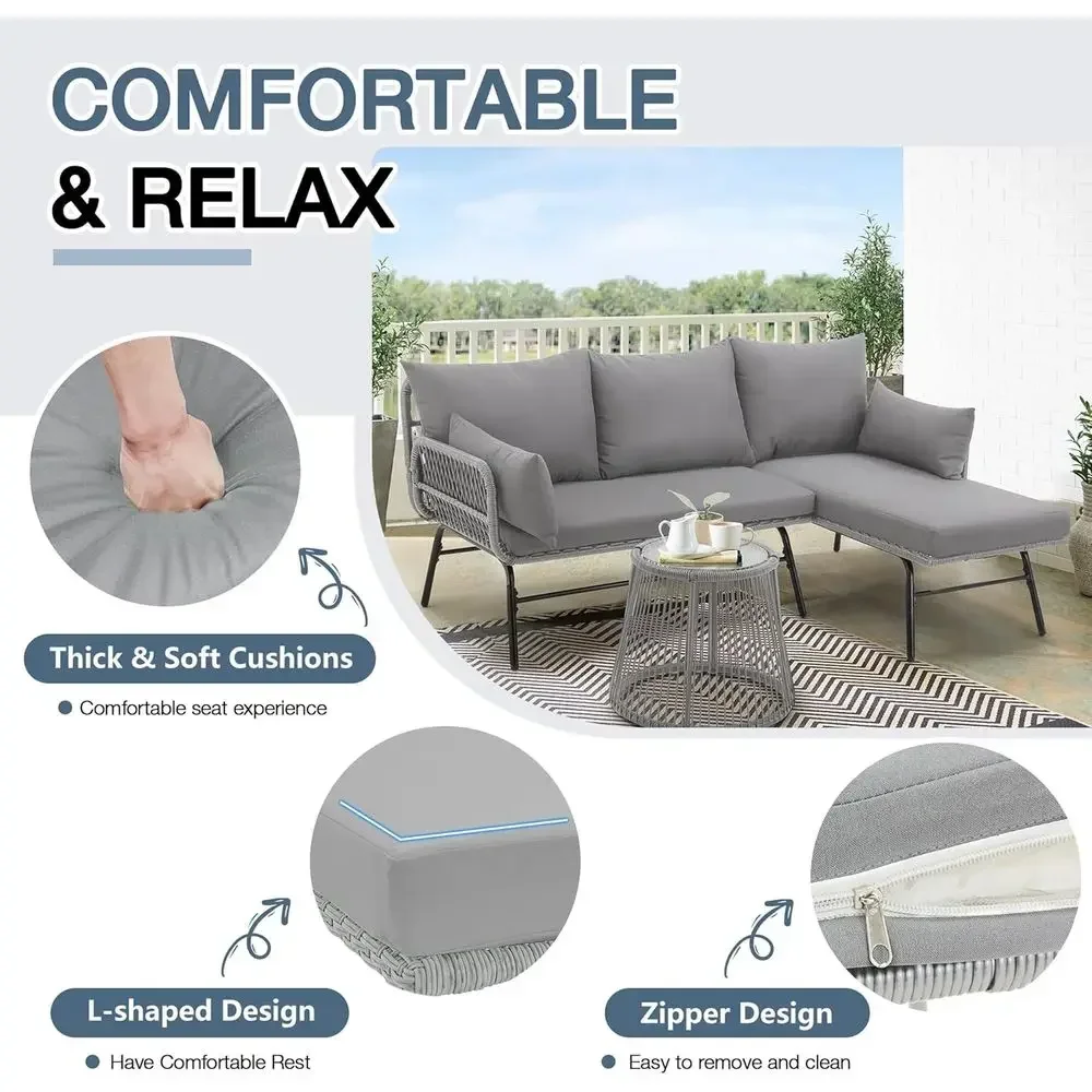 Graues L-förmiges Terrassenmöb – Outdoor Furniture L Shape Bewertung und Preis