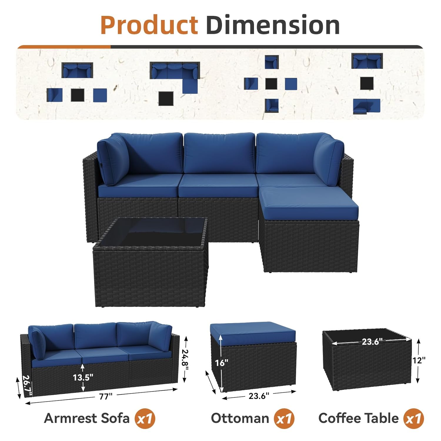 Terrassenmöbel-Set 5-teilig, O – Outdoor Furniture L Shape Bewertung und Preis