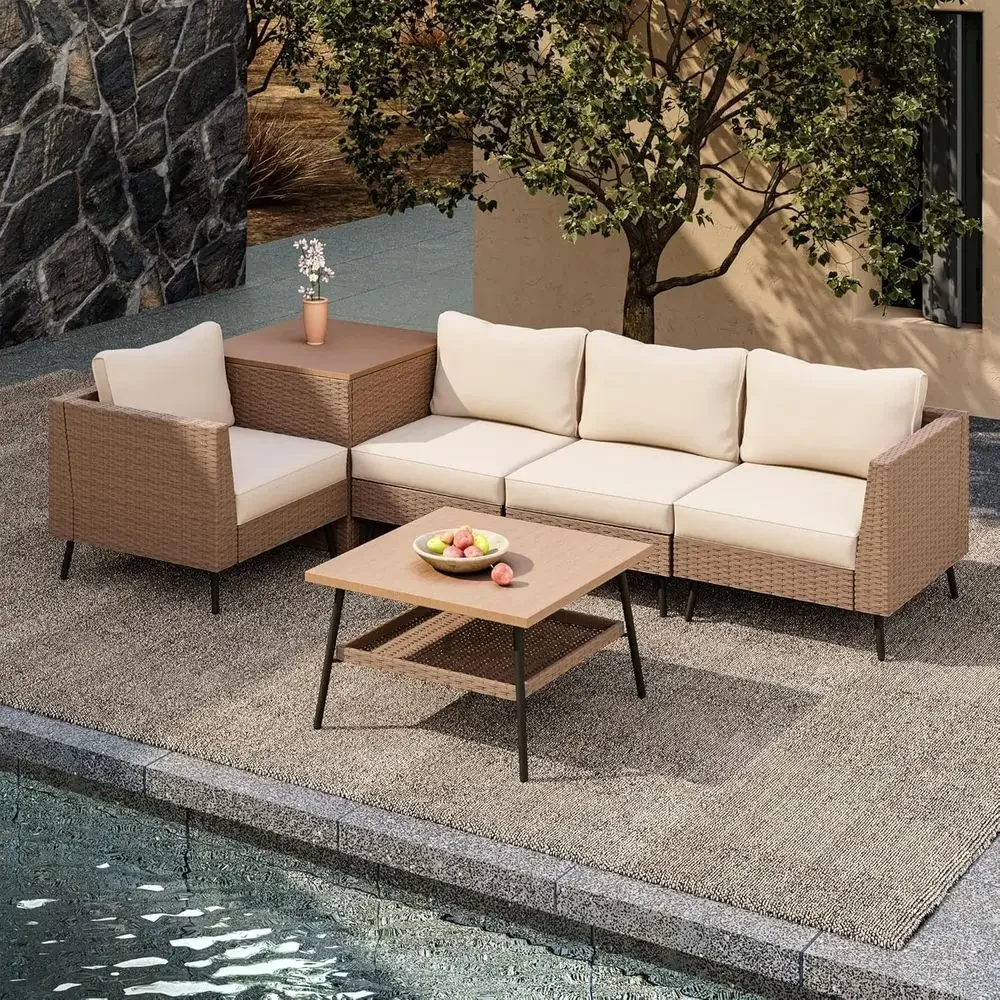6-teiliges Gartenmöbel-Set, Ra – Outdoor Furniture With Storage For Cushions Bewertung und Preis