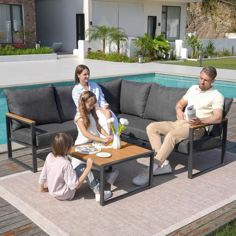 6-teiliges Outdoor-Sofa-Set mi – Outdoor Furniture L Shape Bewertung und Preis