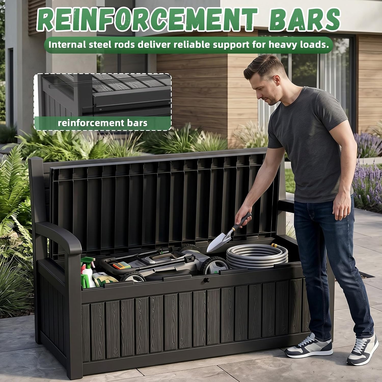 Große Outdoor-Aufbewahrungsban – Outdoor Furniture With Storage For Cushions Bewertung und Preis
