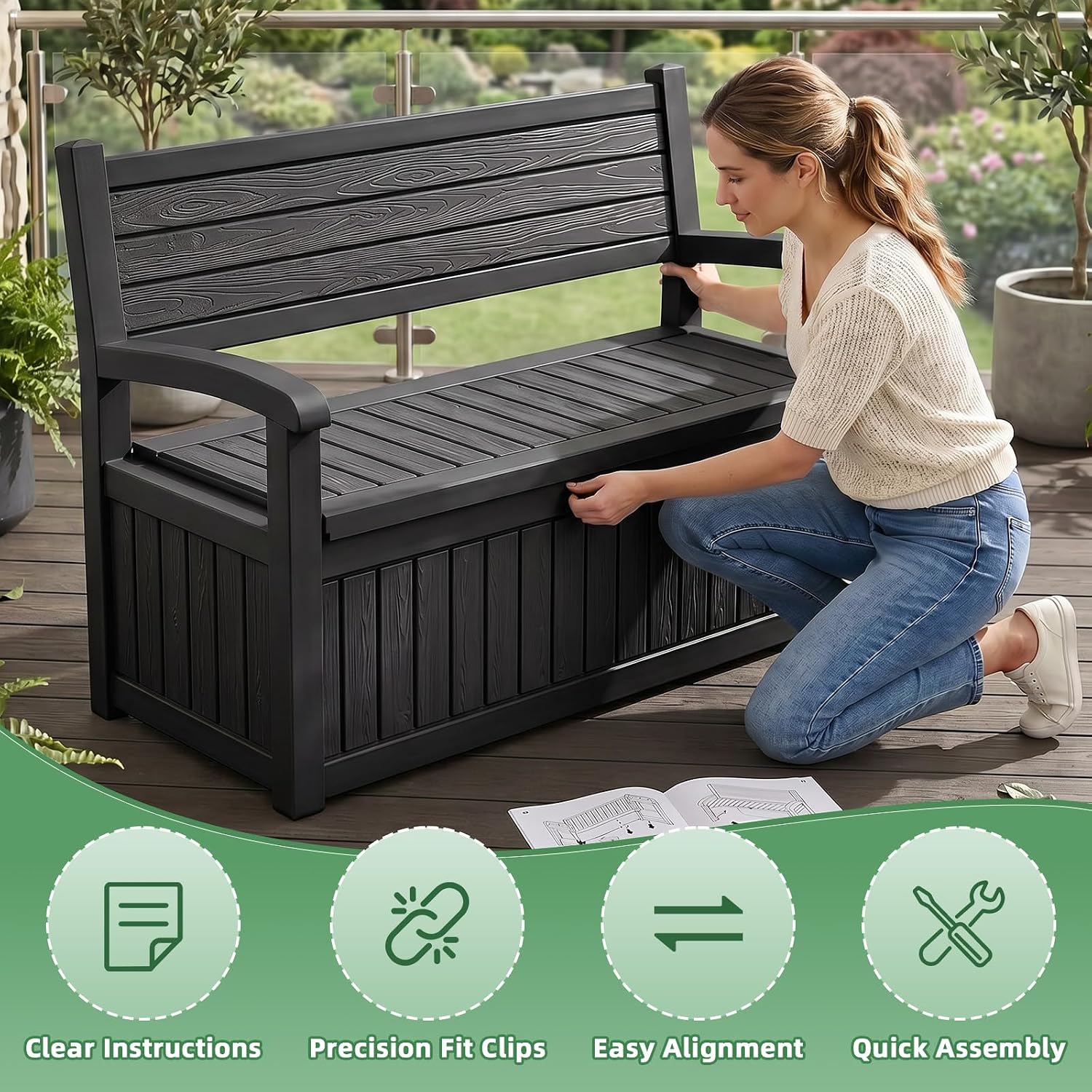 Große Outdoor-Aufbewahrungsban – Outdoor Furniture With Storage For Cushions Bewertung und Preis