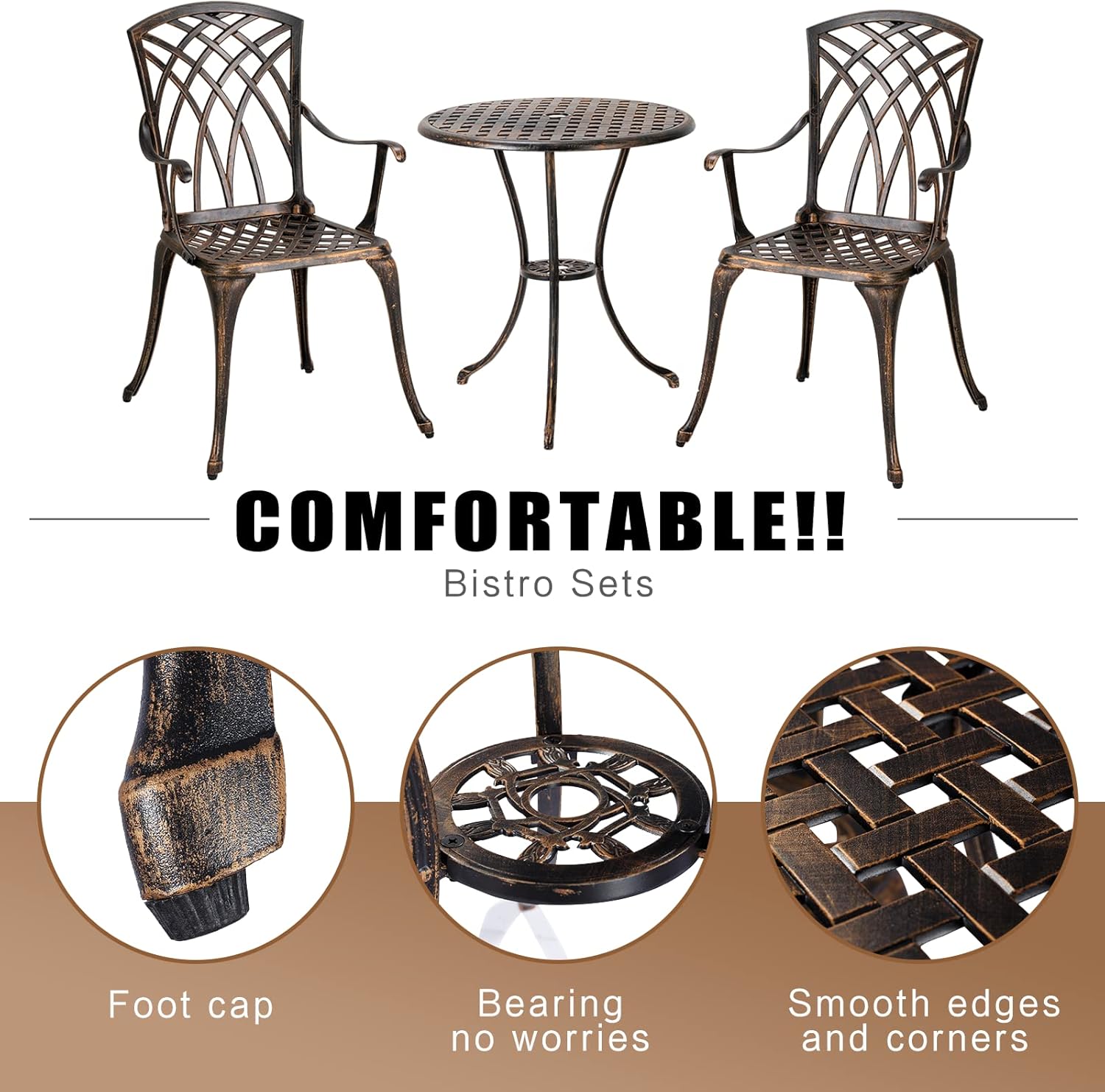 Bronzefarbenes, rostbeständige – Bistro Table Set Bewertung und Preis