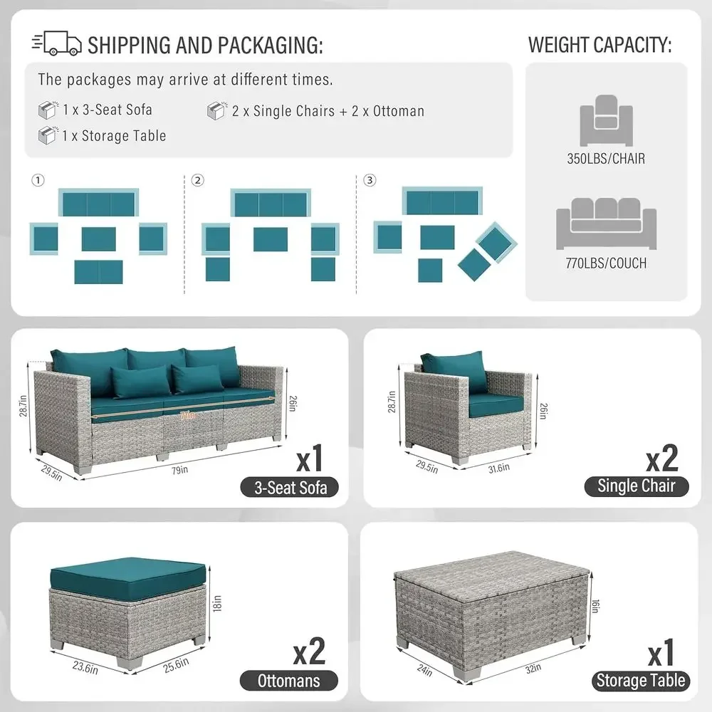 6-teiliges Outdoor-Gartenmöbel – Outdoor Furniture With Storage For Cushions Bewertung und Preis