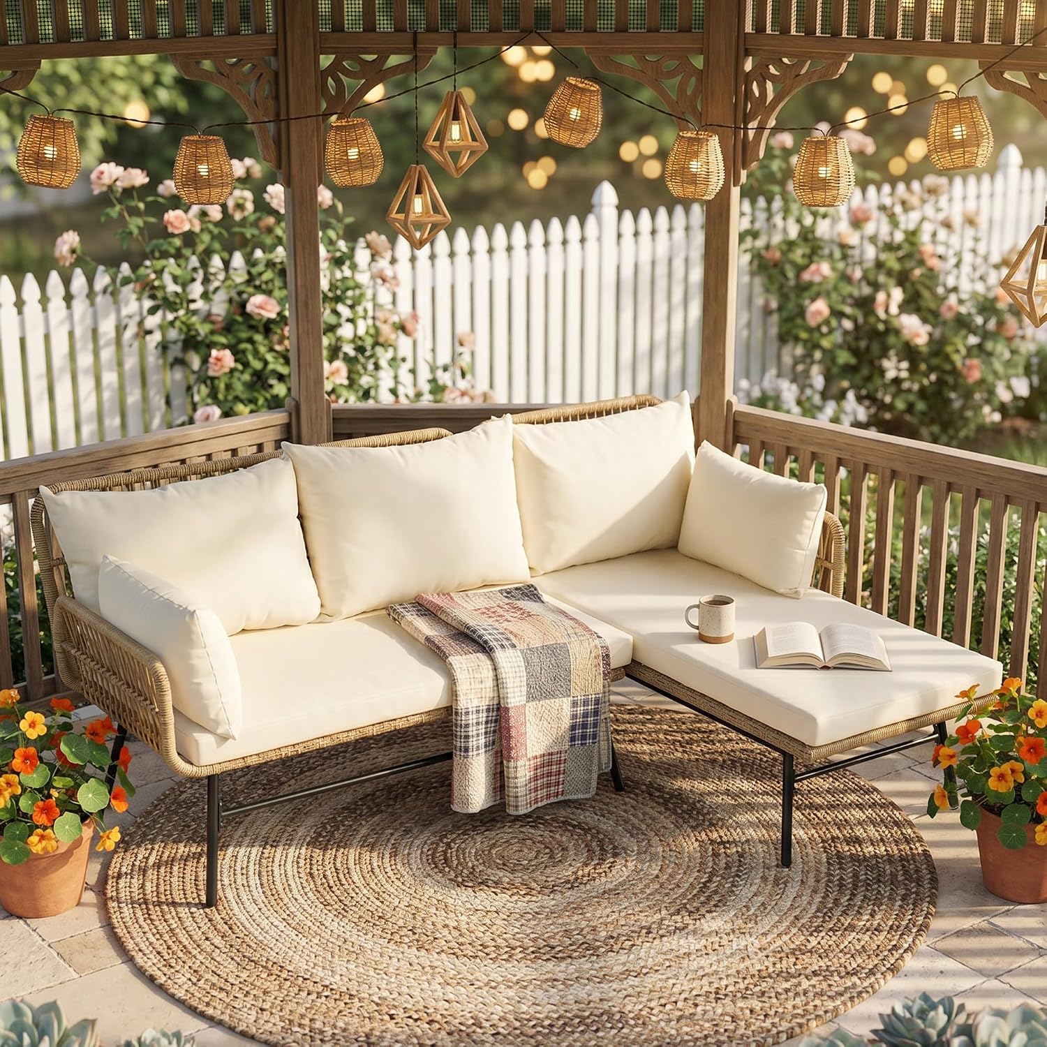 3-teiliges Boho-Gartenmöbel-Se – Outdoor Furniture L Shape Bewertung und Preis