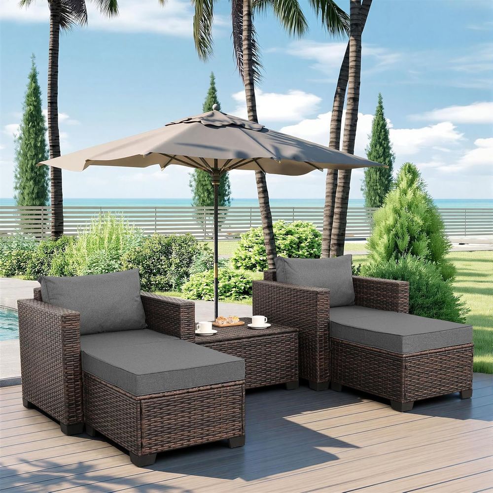 5-teiliges HDPE-Rattan-Gartenm – Outdoor Furniture With Storage For Cushions Bewertung und Preis