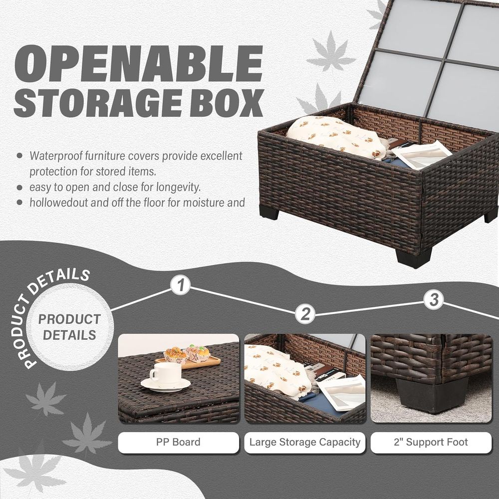 5-teiliges HDPE-Rattan-Gartenm – Outdoor Furniture With Storage For Cushions Bewertung und Preis
