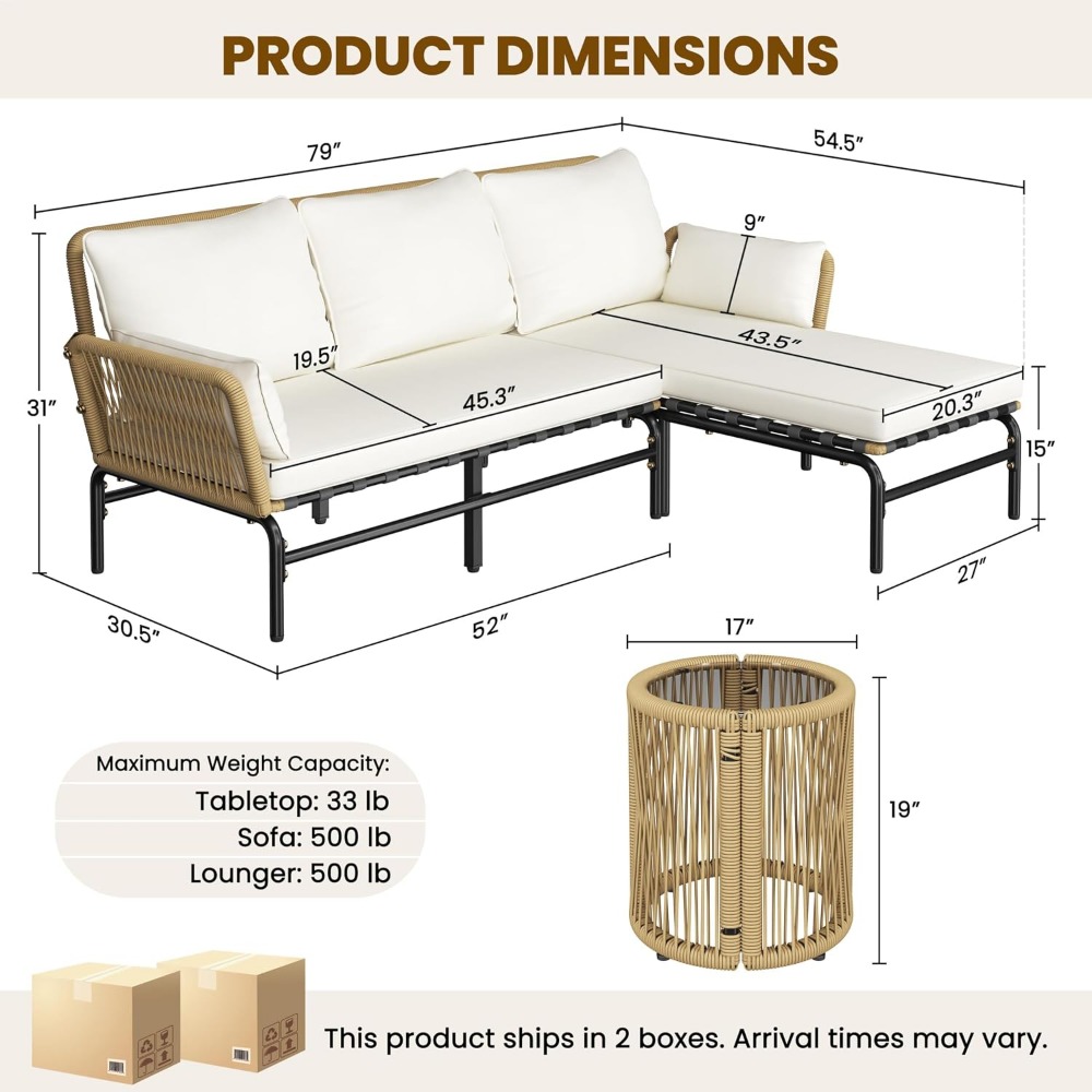 3-teiliges L-förmiges Gartenmö – Outdoor Furniture L Shape Bewertung und Preis