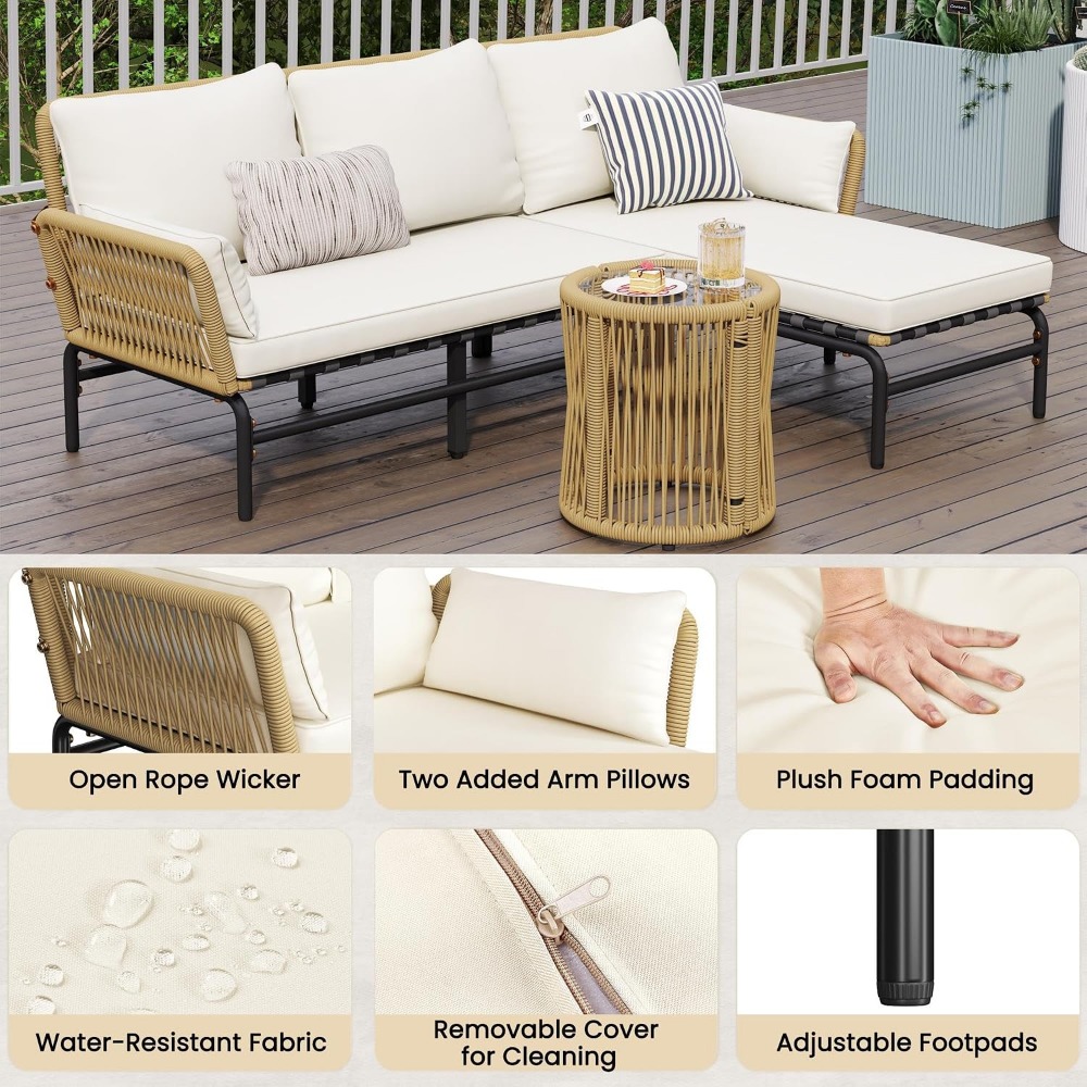 3-teiliges L-förmiges Gartenmö – Outdoor Furniture L Shape Bewertung und Preis
