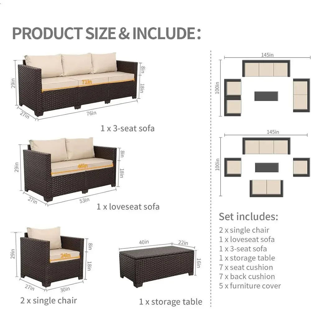 5-teiliges Terrassenmöbel-Set  – Outdoor Furniture With Storage For Cushions Bewertung und Preis