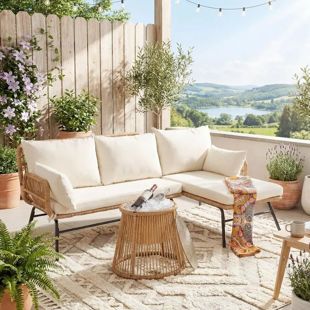 Boho-Stil Gartenmöbel-Set mit  – Outdoor Furniture L Shape Bewertung und Preis