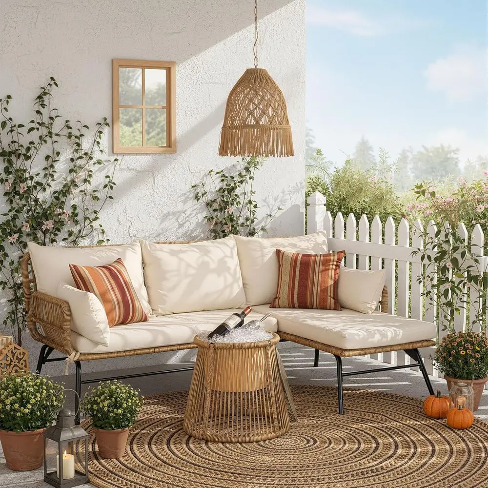 Boho-Stil Gartenmöbel-Set mit  – Outdoor Furniture L Shape Bewertung und Preis