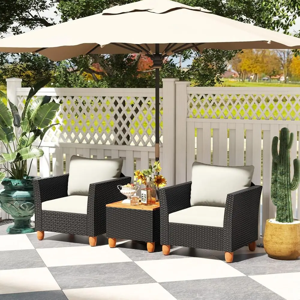 3-teiliges Outdoor-Terrassenmö – Outdoor Furniture With Storage For Cushions Bewertung und Preis