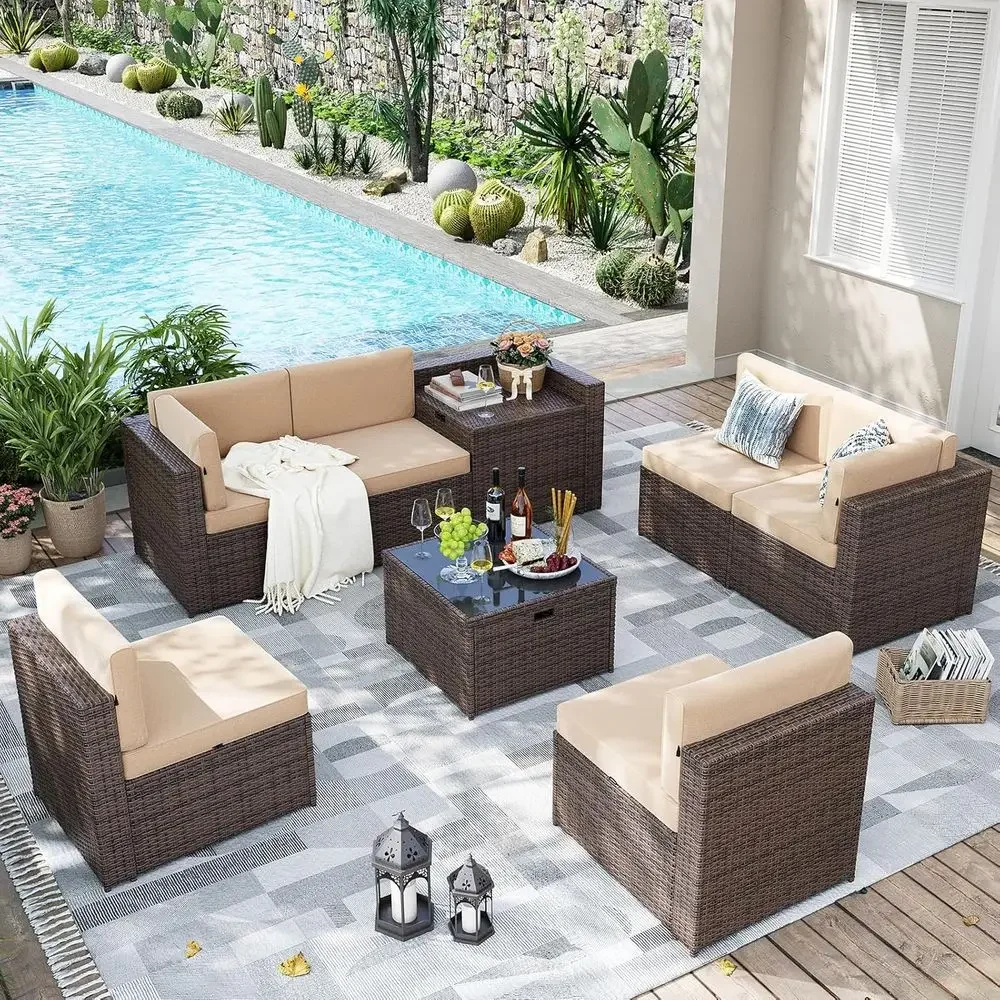 8-teiliges Gartenmöbel-Set aus – Outdoor Furniture With Storage For Cushions Bewertung und Preis