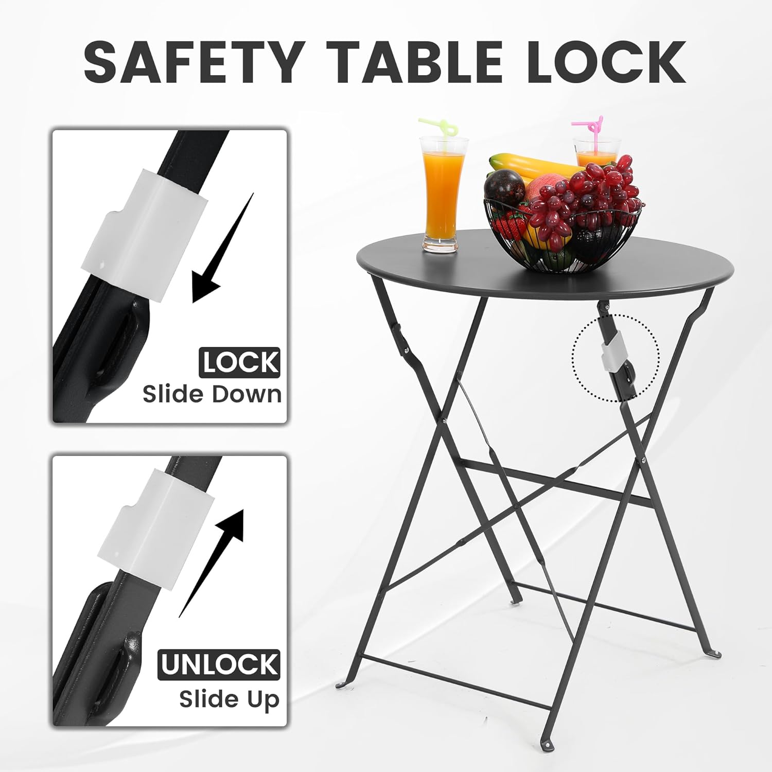 Platzsparendes schwarzes 3-tei – Bistro Table Set Bewertung und Preis