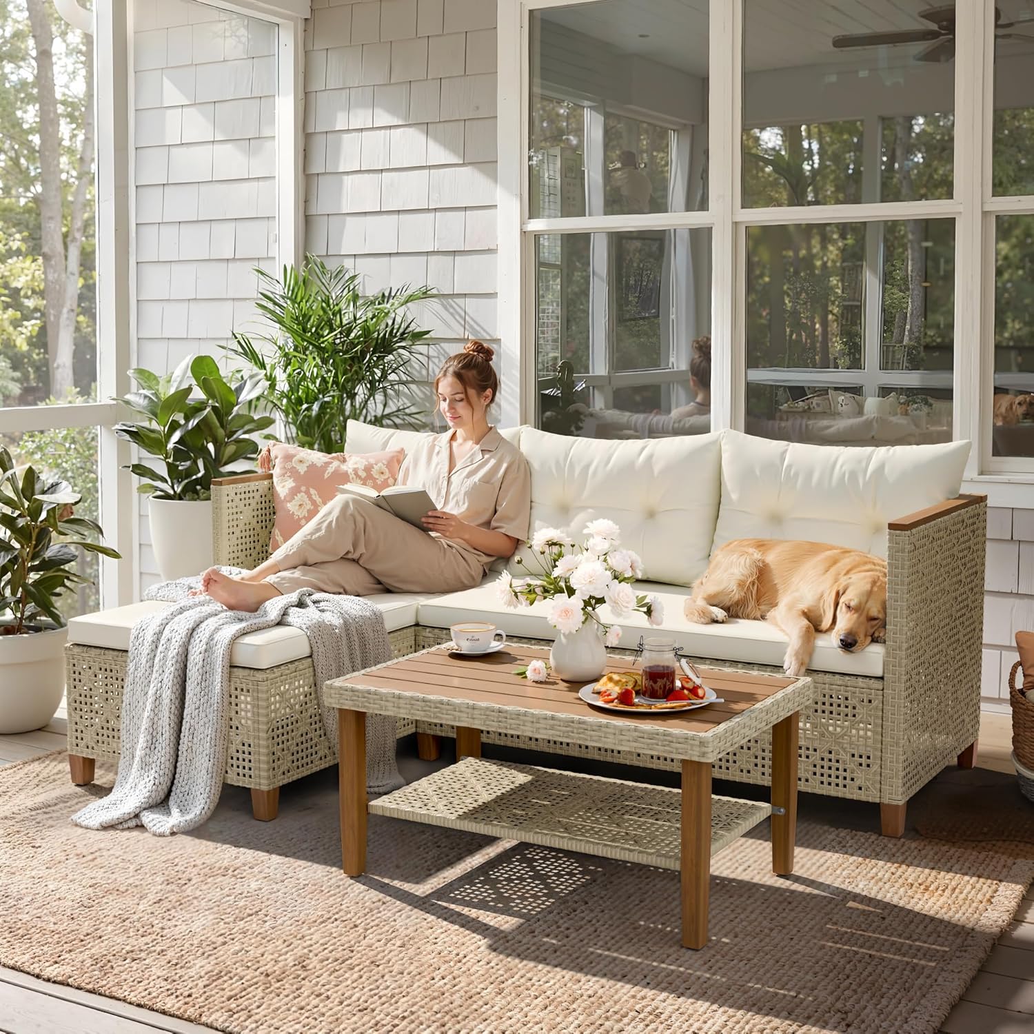 Allwetter-Modulares PE-Rattan  – Outdoor Furniture L Shape Bewertung und Preis