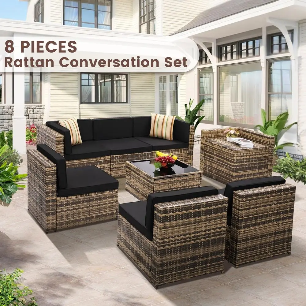 8-teiliges Outdoor-Gartenmöbel – Outdoor Furniture With Storage For Cushions Bewertung und Preis