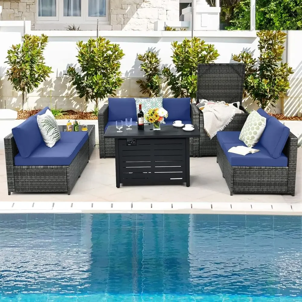 8-teiliges Outdoor-PE-Rattan-G – Outdoor Furniture With Storage For Cushions Bewertung und Preis
