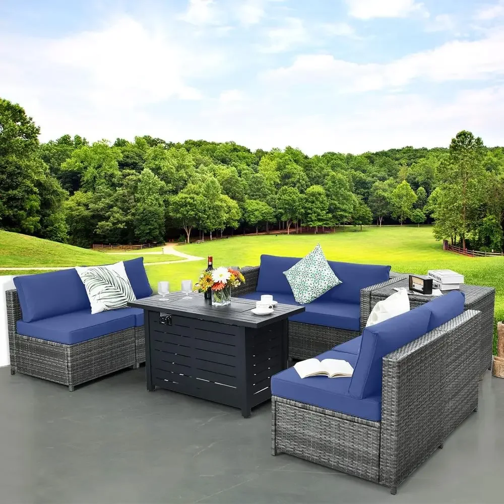 8-teiliges Outdoor-PE-Rattan-G – Outdoor Furniture With Storage For Cushions Bewertung und Preis
